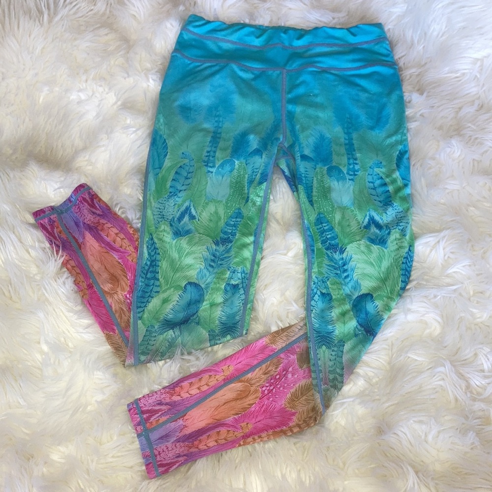 Watercolor Colorful Native Feathers Leggings
